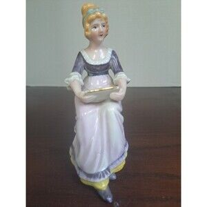 Vintage 1940s Gold Castle Chikusa Porcelain Lady Reading 6in Figurine Made...